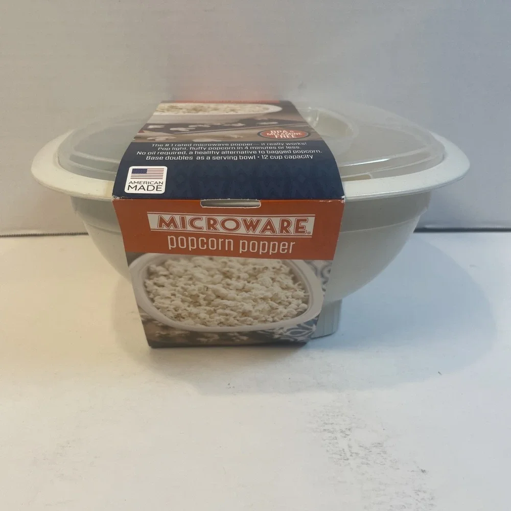 Nordic Ware Popcorn Popper Unisex 12 Cup White Microwave BPA Free Made in USA
